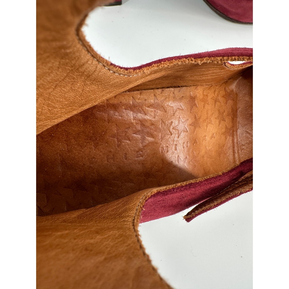 Chie Mihara Burgundy Red Suede Double Strap Mary Jane Bow Heels Women's 36‎ US 6 - Picture 9 of 10